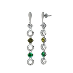 Leilani Küpe - Swarovski, peridot ve yeşil kuvars 8 ayar beyaz altın küpe #18gbloo