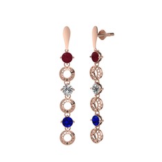 Leilani Küpe - Kök yakut, swarovski ve lab safir 925 ayar rose altın kaplama gümüş küpe #18rd2kt