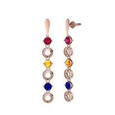 Leilani Küpe - Rodolit garnet, sitrin ve lab safir 925 ayar rose altın kaplama gümüş küpe #18xb7pu