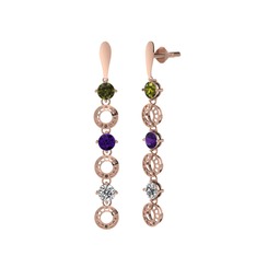 Leilani Küpe - Peridot, ametist ve swarovski 8 ayar rose altın küpe #18yh3kv