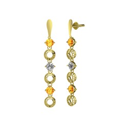 Leilani Küpe - Sitrin ve swarovski 18 ayar altın küpe #1b55sk8
