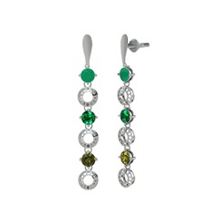 Leilani Küpe - Kök zümrüt, yeşil kuvars ve peridot 925 ayar gümüş küpe #1bgr53t