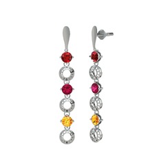 Leilani Küpe - Garnet, rodolit garnet ve sitrin 14 ayar beyaz altın küpe #1bluhep