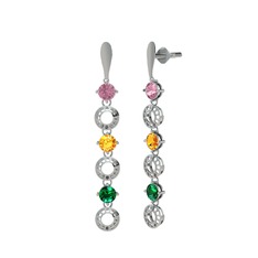 Leilani Küpe - Pembe kuvars, sitrin ve yeşil kuvars 14 ayar beyaz altın küpe #1bn44ax