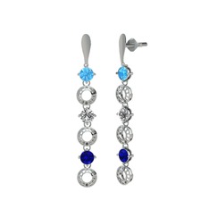 Leilani Küpe - Akuamarin, beyaz zirkon ve lab safir 925 ayar gümüş küpe #1bsqzvq