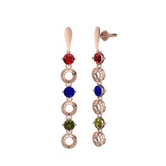 Leilani Küpe - Garnet, lab safir ve peridot 14 ayar rose altın küpe #1cjezbu