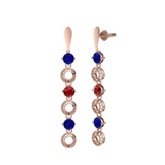 Lab safir ve garnet 18 ayar rose altın küpe