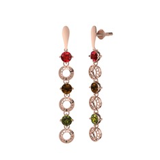 Leilani Küpe - Garnet, dumanlı kuvars ve peridot 14 ayar rose altın küpe #1df0jxq