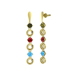 Leilani Küpe - Peridot, garnet ve akuamarin 14 ayar altın küpe #1dvfu8s