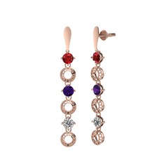 Leilani Küpe - Garnet, ametist ve swarovski 925 ayar rose altın kaplama gümüş küpe #1e12dms