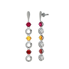 Leilani Küpe - Rodolit garnet, sitrin ve garnet 925 ayar gümüş küpe #1e34nor