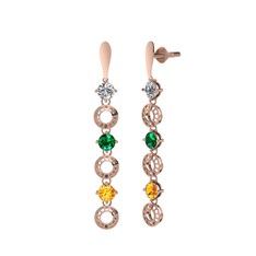 Leilani Küpe - Swarovski, yeşil kuvars ve sitrin 8 ayar rose altın küpe #1eefbnh