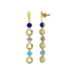 Leilani Küpe - Lab safir, swarovski ve akuamarin 18 ayar altın küpe #1ei7c7p