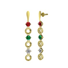 Leilani Küpe - Garnet, yeşil kuvars ve swarovski 18 ayar altın küpe #1el4z0t