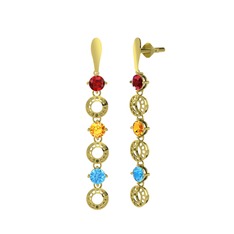 Leilani Küpe - Garnet, sitrin ve akuamarin 925 ayar altın kaplama gümüş küpe #1exkqpa