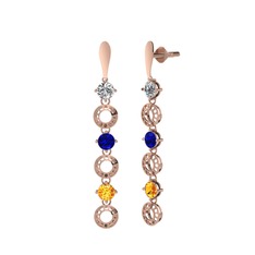 Leilani Küpe - Swarovski, lab safir ve sitrin 925 ayar rose altın kaplama gümüş küpe #1ezpqag