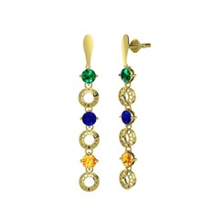 Leilani Küpe - Yeşil kuvars, lab safir ve sitrin 925 ayar altın kaplama gümüş küpe #1f6pfjx