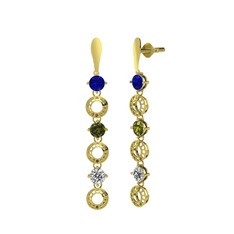 Leilani Küpe - Lab safir, peridot ve swarovski 925 ayar altın kaplama gümüş küpe #1h3e9q9