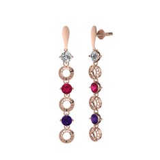 Leilani Küpe - Swarovski, rodolit garnet ve ametist 925 ayar rose altın kaplama gümüş küpe #1hm1q8c