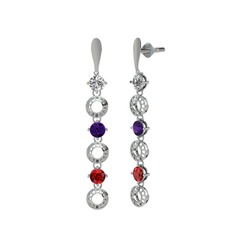 Leilani Küpe - Swarovski, ametist ve garnet 8 ayar beyaz altın küpe #1hzxoep