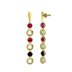 Leilani Küpe - Rodolit garnet, garnet ve siyah zirkon 18 ayar altın küpe #1iew2q5