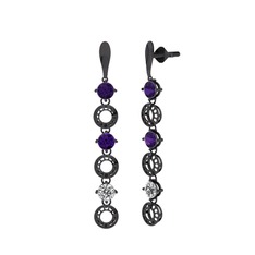 Leilani Küpe - Ametist ve swarovski 925 ayar siyah rodyum kaplama gümüş küpe #1iy8wi6