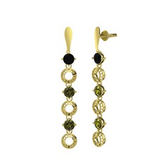 Siyah zirkon ve peridot 8 ayar altın küpe