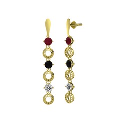 Leilani Küpe - Kök yakut, siyah zirkon ve swarovski 14 ayar altın küpe #1jrrt7