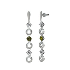 Leilani Küpe - Swarovski, peridot ve beyaz zirkon 14 ayar beyaz altın küpe #1khujw3