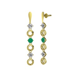 Leilani Küpe - Swarovski, kök zümrüt ve beyaz zirkon 14 ayar altın küpe #1lvtb61