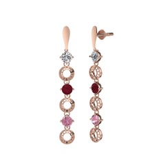 Leilani Küpe - Swarovski, kök yakut ve pembe kuvars 8 ayar rose altın küpe #1m85azw