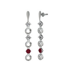 Leilani Küpe - Swarovski, beyaz zirkon ve kök yakut 18 ayar beyaz altın küpe #1mt3yb0