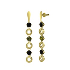 Siyah zirkon ve peridot 8 ayar altın küpe