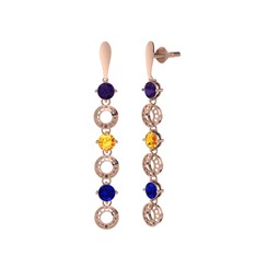 Leilani Küpe - Ametist, sitrin ve lab safir 14 ayar rose altın küpe #1nrkovg