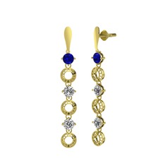 Leilani Küpe - Lab safir, beyaz zirkon ve swarovski 18 ayar altın küpe #1o548dr