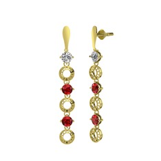 Leilani Küpe - Swarovski ve garnet 18 ayar altın küpe #1oepngp
