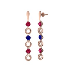 Leilani Küpe - Rodolit garnet ve lab safir 8 ayar rose altın küpe #1pc8w1s