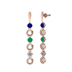 Leilani Küpe - Lab safir, kök zümrüt ve swarovski 18 ayar rose altın küpe #1pgeodg