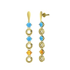 Leilani Küpe - Akuamarin ve sitrin 8 ayar altın küpe #1prpive