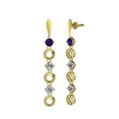 Leilani Küpe - Ametist, beyaz zirkon ve swarovski 18 ayar altın küpe #1qzn9et