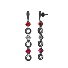Leilani Küpe - Garnet, swarovski ve rodolit garnet 925 ayar siyah rodyum kaplama gümüş küpe #1scstlv