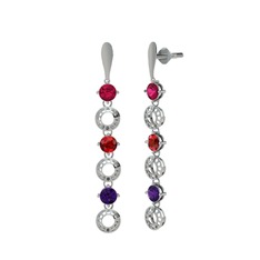 Leilani Küpe - Rodolit garnet, garnet ve ametist 925 ayar gümüş küpe #1sewtz8