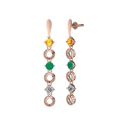 Leilani Küpe - Sitrin, kök zümrüt ve swarovski 14 ayar rose altın küpe #1swq2w0