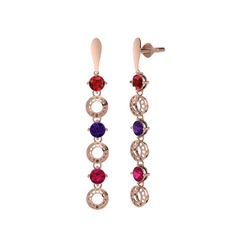 Leilani Küpe - Garnet, ametist ve rodolit garnet 14 ayar rose altın küpe #1u8jetd