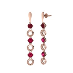 Leilani Küpe - Kök yakut ve rodolit garnet 14 ayar rose altın küpe #1uk3zb6