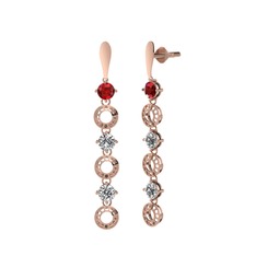 Leilani Küpe - Garnet, beyaz zirkon ve swarovski 8 ayar rose altın küpe #1vdus2j