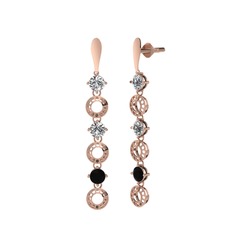 Leilani Küpe - Beyaz zirkon, swarovski ve siyah zirkon 8 ayar rose altın küpe #1vj2hae