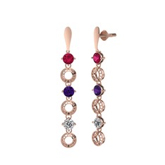 Leilani Küpe - Rodolit garnet, ametist ve swarovski 18 ayar rose altın küpe #1w6goge