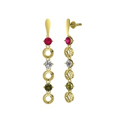 Leilani Küpe - Rodolit garnet, beyaz zirkon ve peridot 18 ayar altın küpe #1wbw4qd