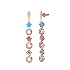 Leilani Küpe - Akuamarin, pembe kuvars ve swarovski 18 ayar rose altın küpe #1wi3nd8